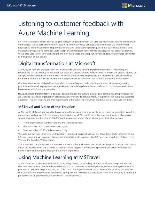 Listening to customer feedback with Azure Machine Learning